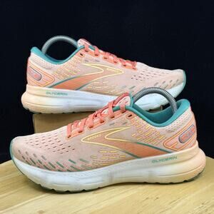 Brooks Glycerin 20 Shoes Womens Size 9 Orange Green Cushioned Running Sneakers